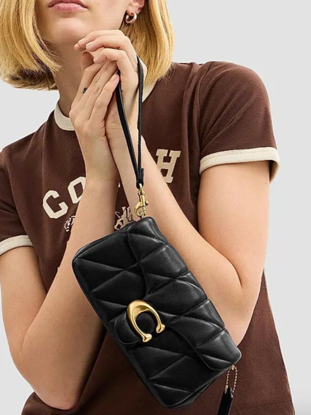 Coach Tabby Chain Crossbody 19- Quilted Black Leather/Brass/Gold Hardware - Picture 6 of 14